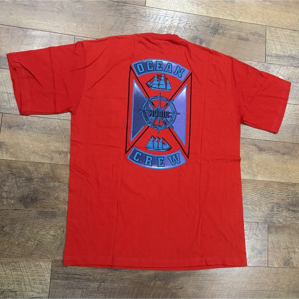 Vintage Y2k Hobie Ocean Crew Surf Tee Red Blue XL